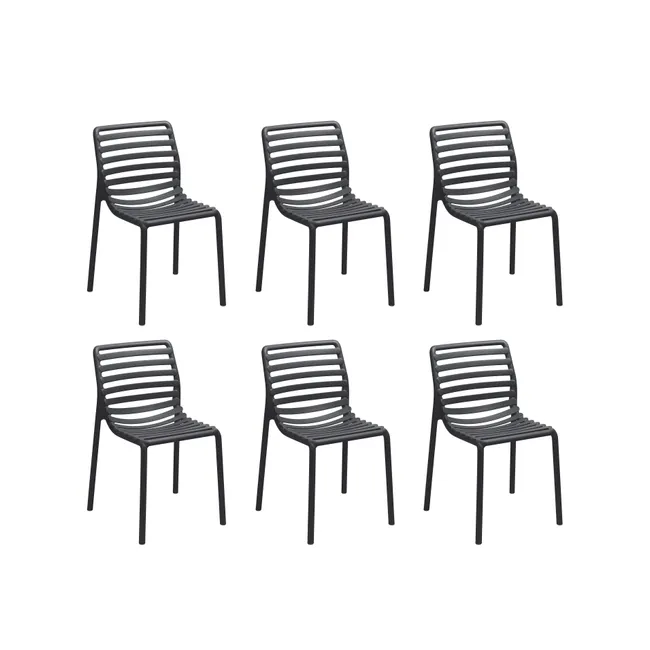 Set van 6 tuinstoelen DOGA - Antraciet