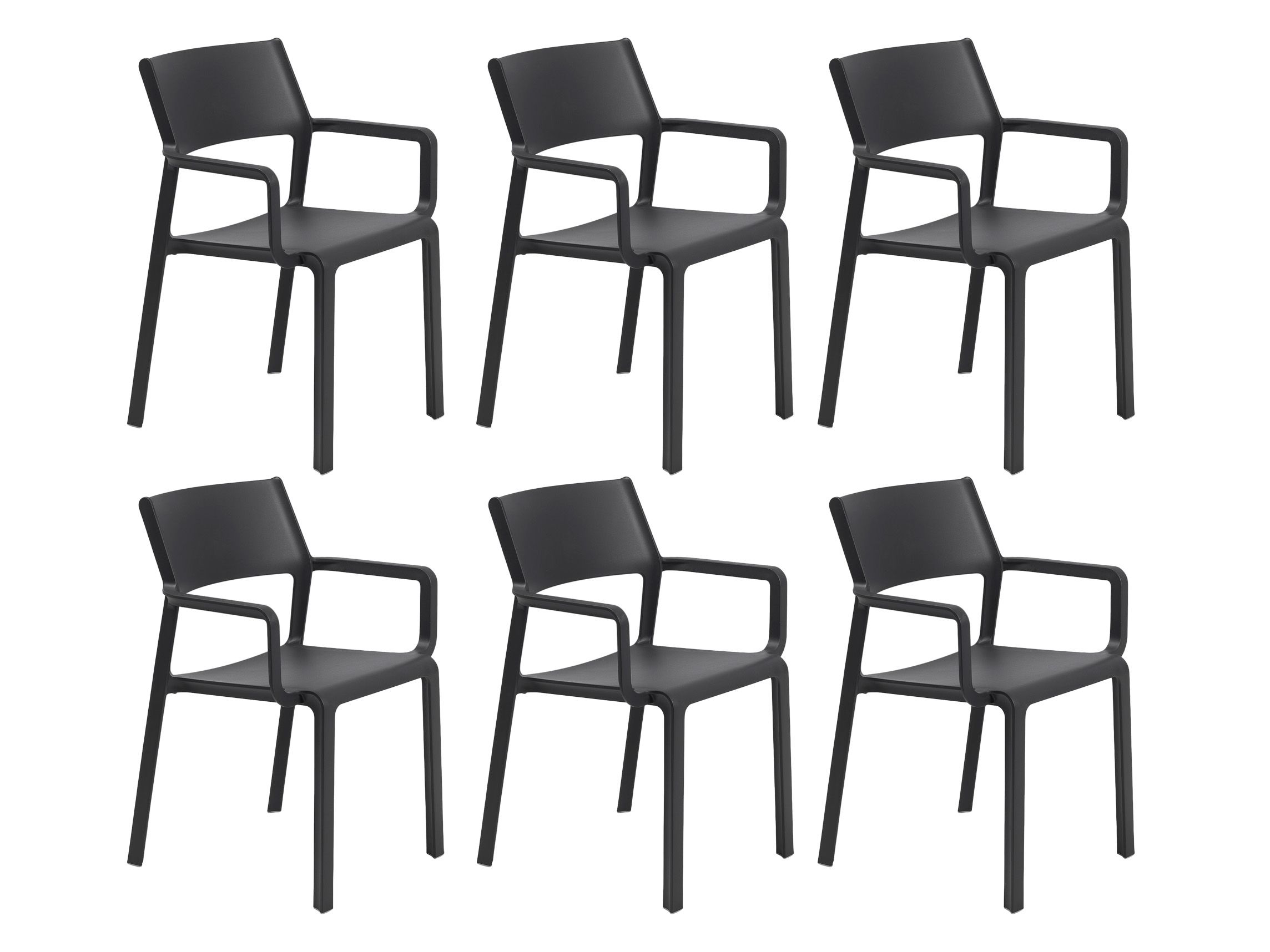 Set van 6 tuinstoelen TRILL - Antraciet C-NRD-8-SET1