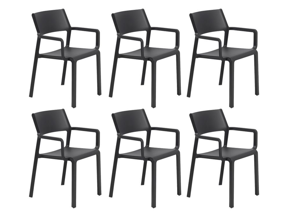 Set van 6 tuinstoelen TRILL - Antraciet C-NRD-8-SET1