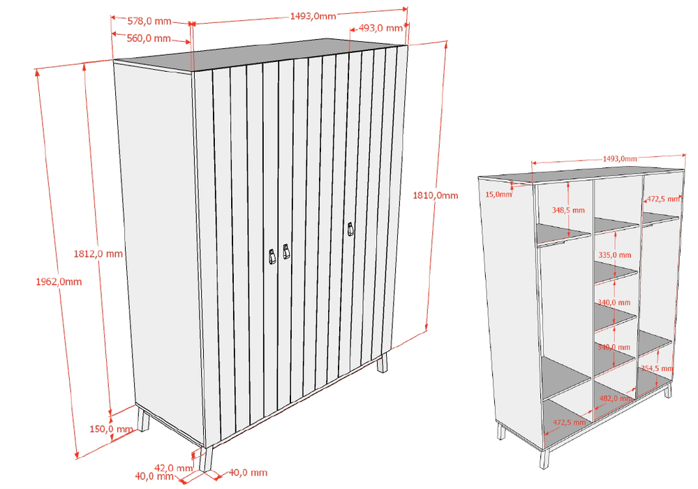 Kleerkast SEZANE - Klei / walnoot VPC-38-000004