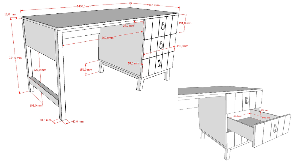 Bureau SEZANE - Klei / walnoot VPC-38-000005