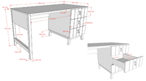 Bureau SEZANE - Klei / walnoot VPC-38-000005