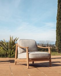 Fauteuil ELUNDA - Massief teakhout / Beige KAV C00227RO12