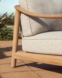 Fauteuil ELUNDA - Massief teakhout / Beige KAV C00227RO12