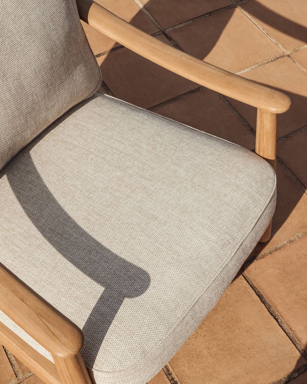 Fauteuil ELUNDA - Massief teakhout / Beige KAV C00227RO12
