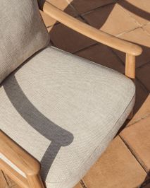 Fauteuil ELUNDA - Massief teakhout / Beige KAV C00227RO12