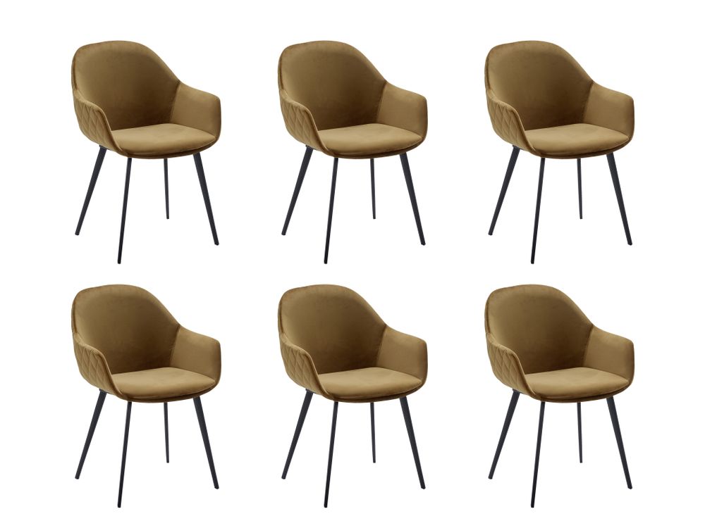 Set van 6 armstoelen CALVIN - Goud velvet C-XLC-CA-SET1