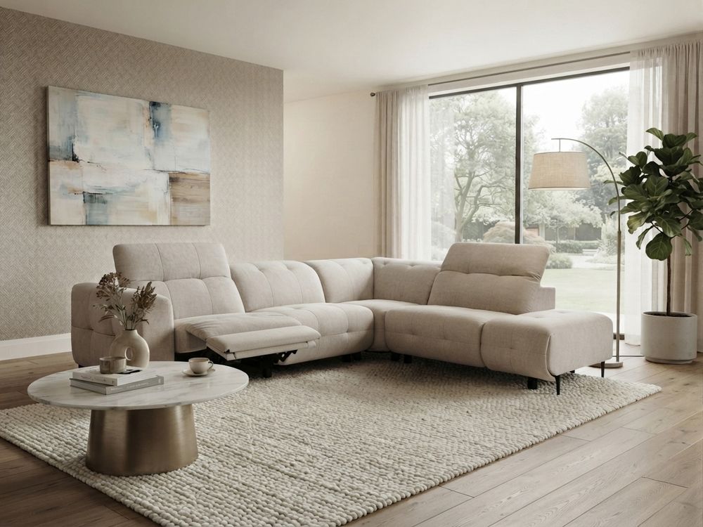 Hoeksalon met elektr. relax LINZ - Beige MED-66-TZ1