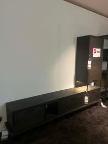 Tv-meubel RIDGEFIELD - Antraciet / Massief eikenho C-HEH-RIDGE