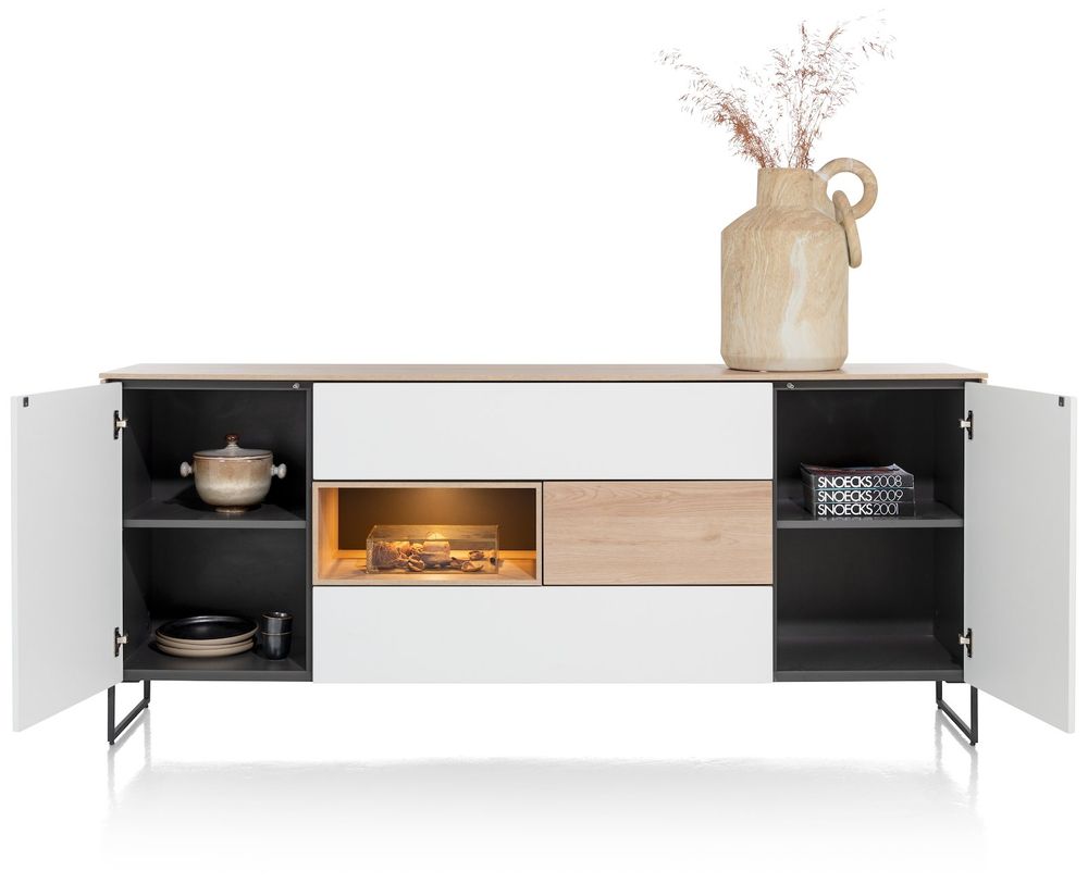 Dressoir LINDFIELD - Wit / Eikenlook XOO 51557LNO