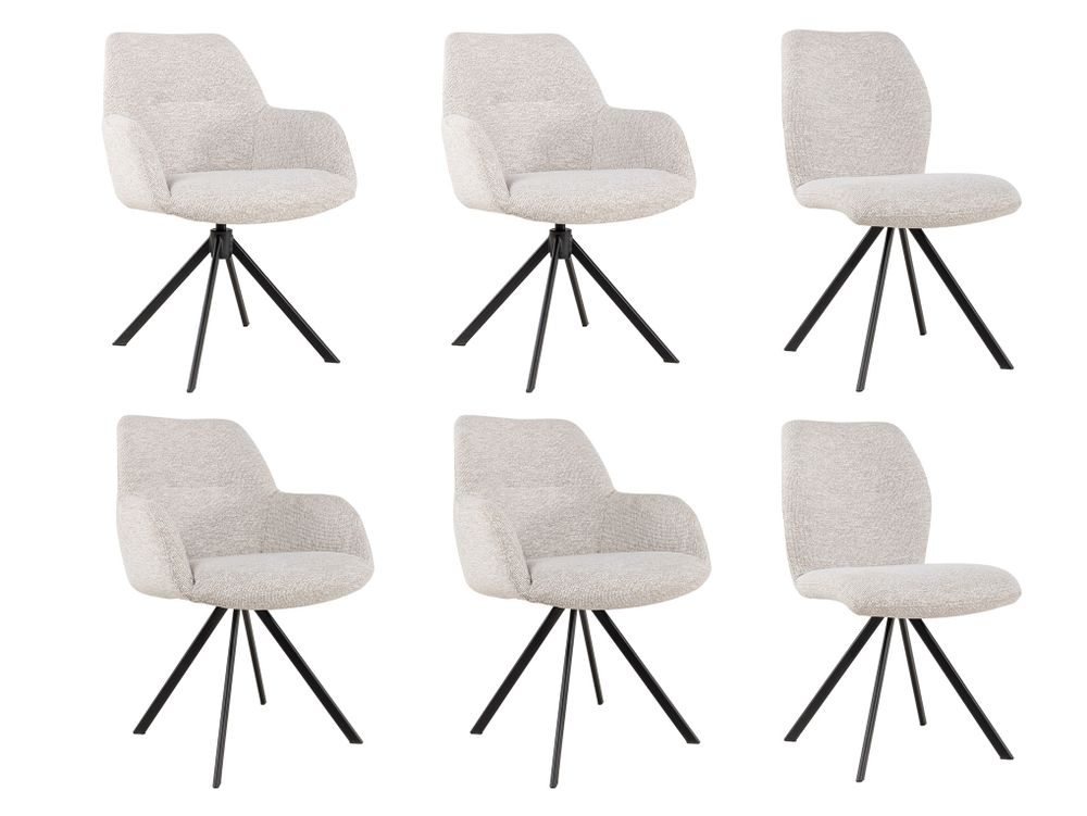 Set van 6 eetkamerstoelen BRIGITA - Beige C-PRM-8-SET6
