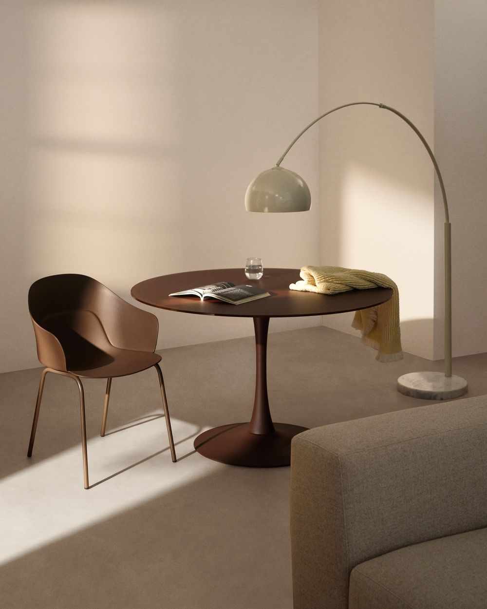 Eetkamertafel VEDIRA - Glas / Bruin KAV T00581CR09