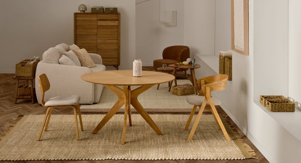 Eetkamerstoel GODIA - Naturel essenhoutfineer / Be KAV C06063MK12