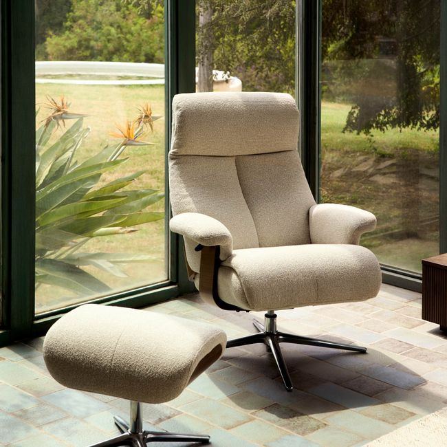 Draaifauteuil met voetbank TORIEL - Chocoladebruin