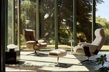 Draaifauteuil met voetbank TORIEL - Chocoladebruin KAV S00247FA09