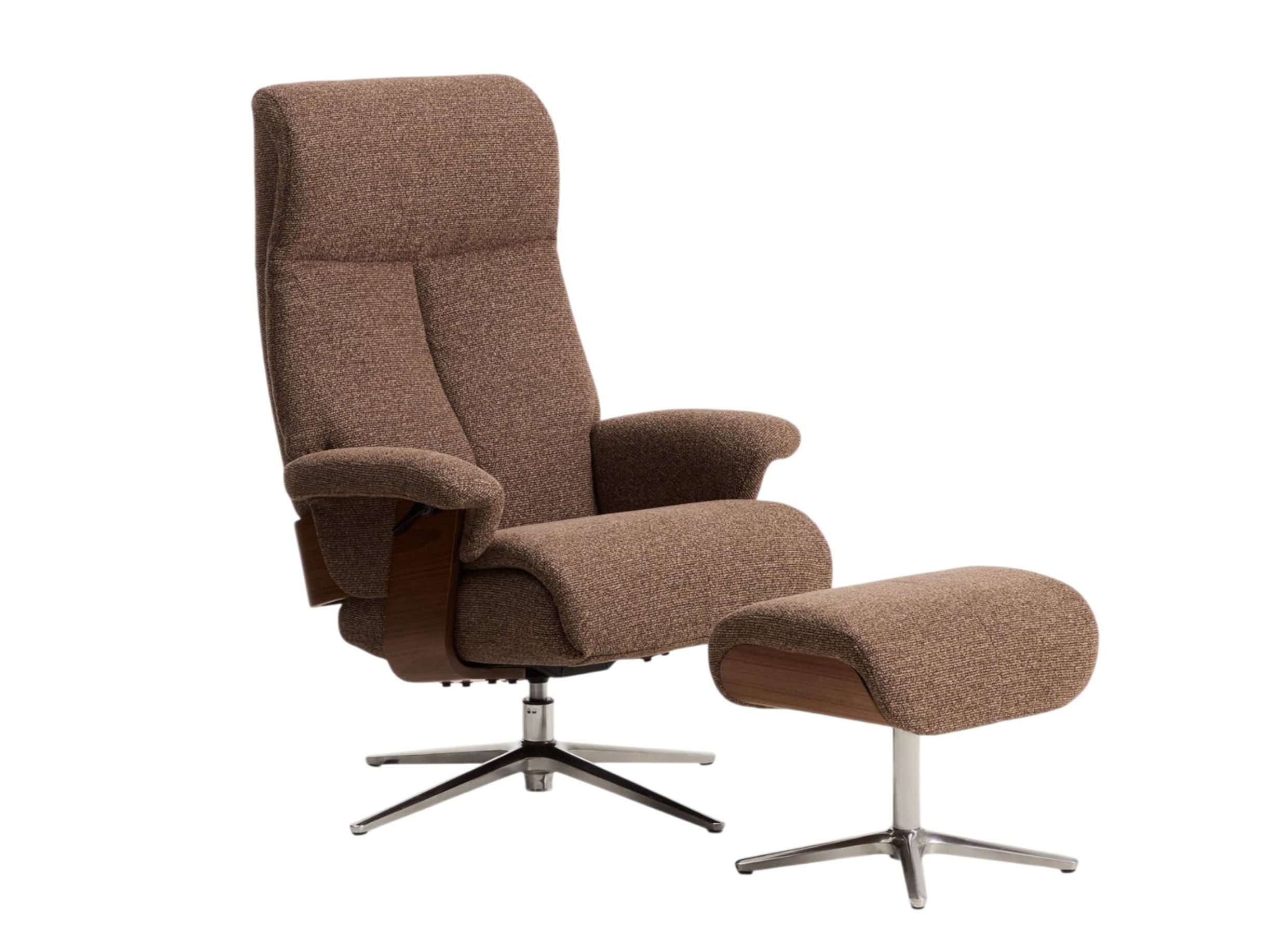 Draaifauteuil met voetbank TORIEL - Chocoladebruin