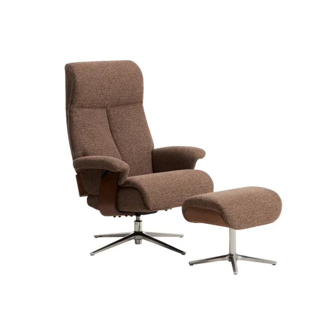 Draaifauteuil met voetbank TORIEL - Chocoladebruin