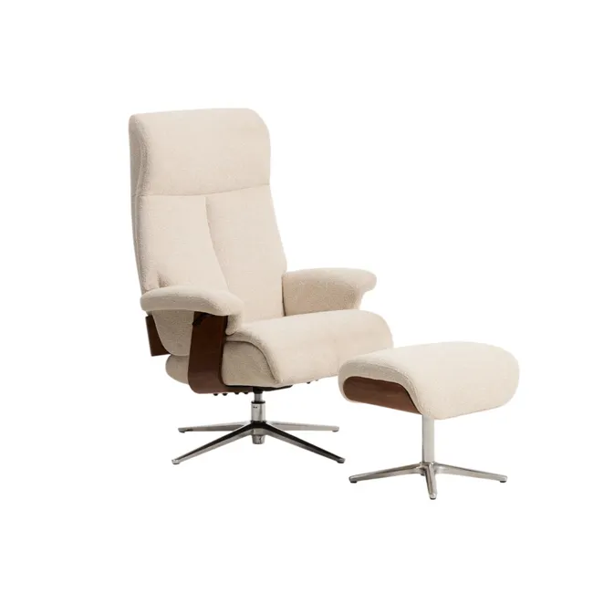 Draaifauteuil met voetbank TORIEL - Chocoladebruin