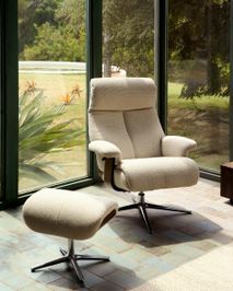 Draaifauteuil met voetbank TORIEL - Chocoladebruin KAV S00248FA12