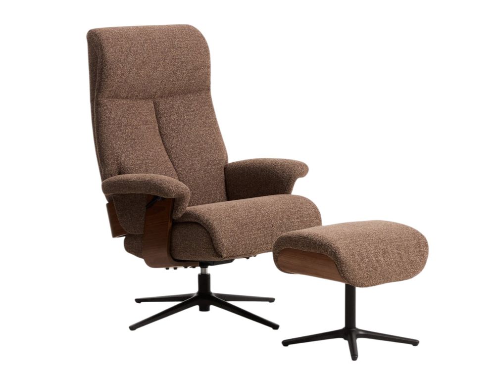 Draaifauteuil met voetbank TORIEL - Chocoladebruin KAV S00248FA09
