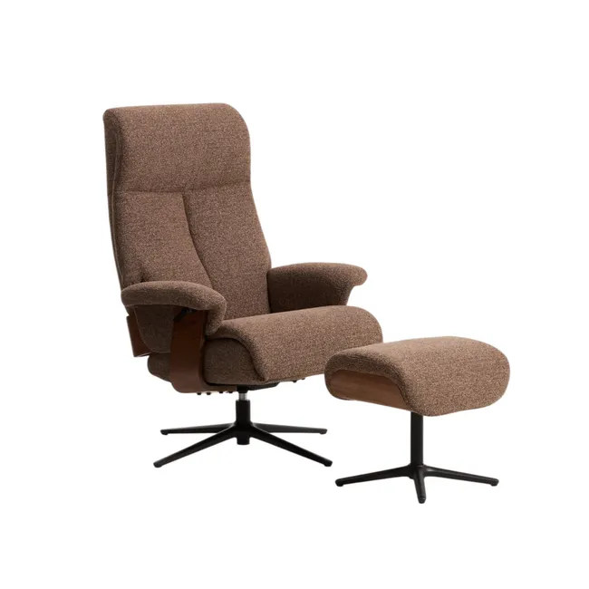 Draaifauteuil met voetbank TORIEL - Beige / Zwart
