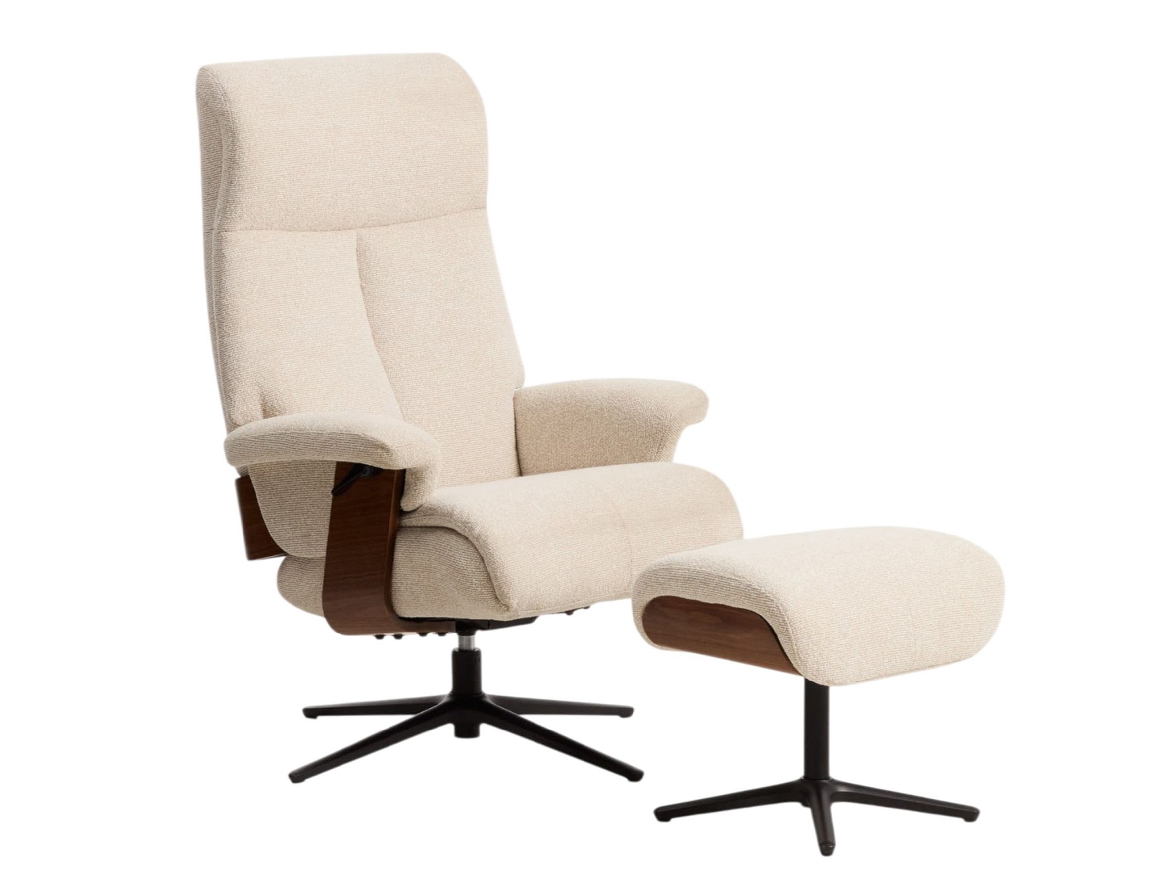 Draaifauteuil met voetbank TORIEL - Beige / Zwart