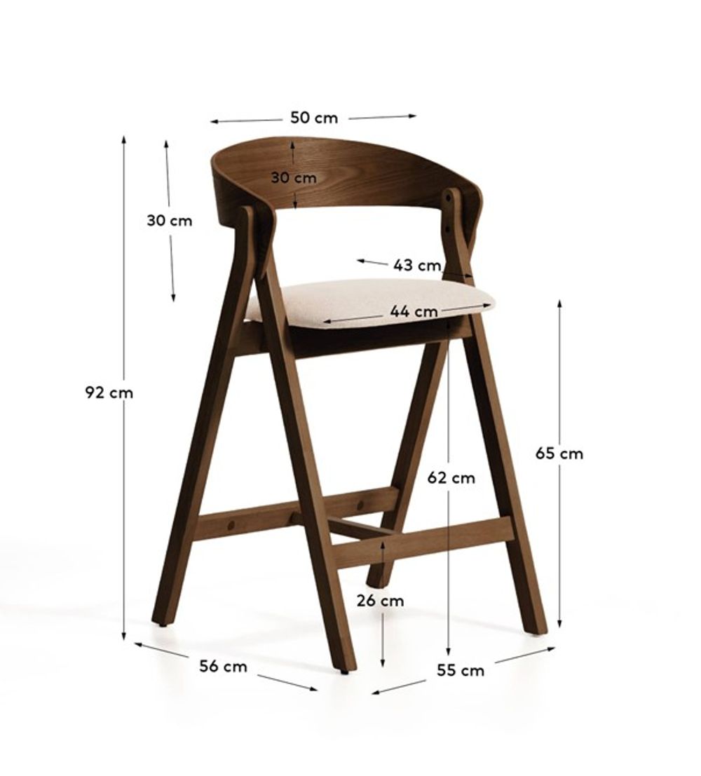 Barstoel GODIA - Walnoot eikenfineer / Beige stof KAV C00506MR10