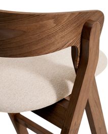 Barstoel GODIA - Walnoot eikenfineer / Beige stof KAV C00506MR10