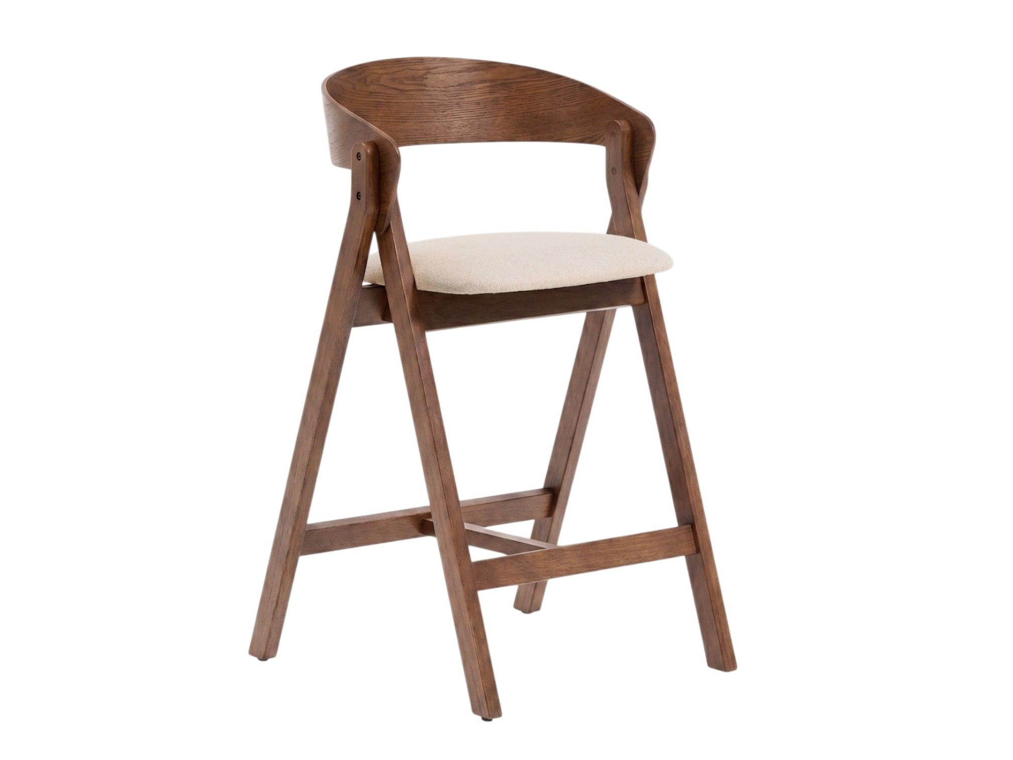 Barstoel GODIA - Walnoot eikenfineer / Beige stof KAV C00506MR10