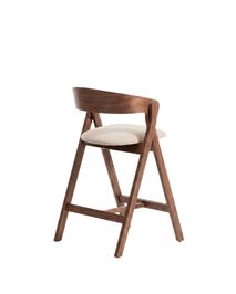 Barstoel GODIA - Walnoot eikenfineer / Beige stof KAV C00506MR10