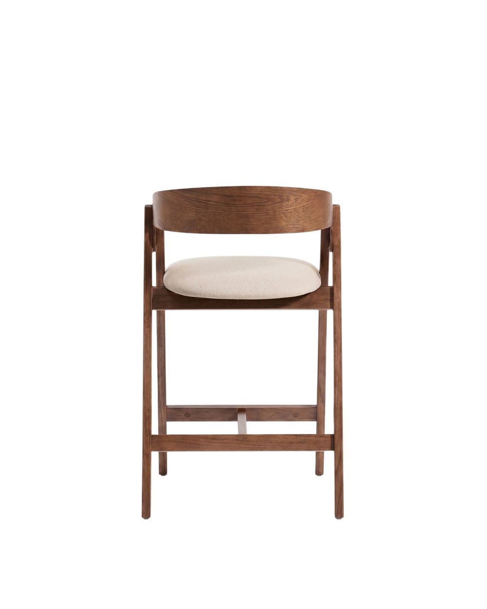 Barstoel GODIA - Walnoot eikenfineer / Beige stof KAV C00506MR10