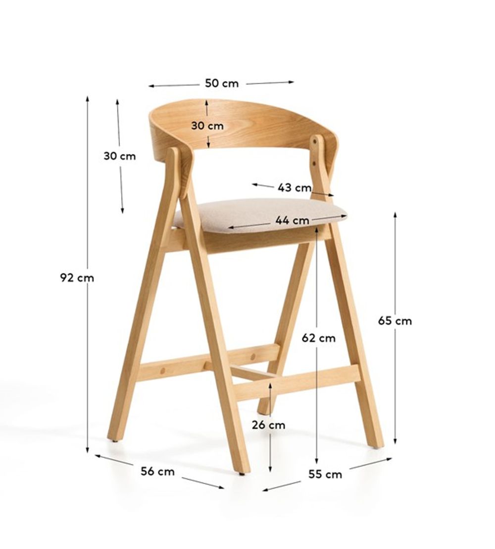 Barstoel GODIA - Walnoot eikenfineer / Beige stof KAV C00506MR12