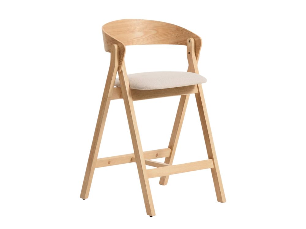 Barstoel GODIA - Walnoot eikenfineer / Beige stof KAV C00506MR12