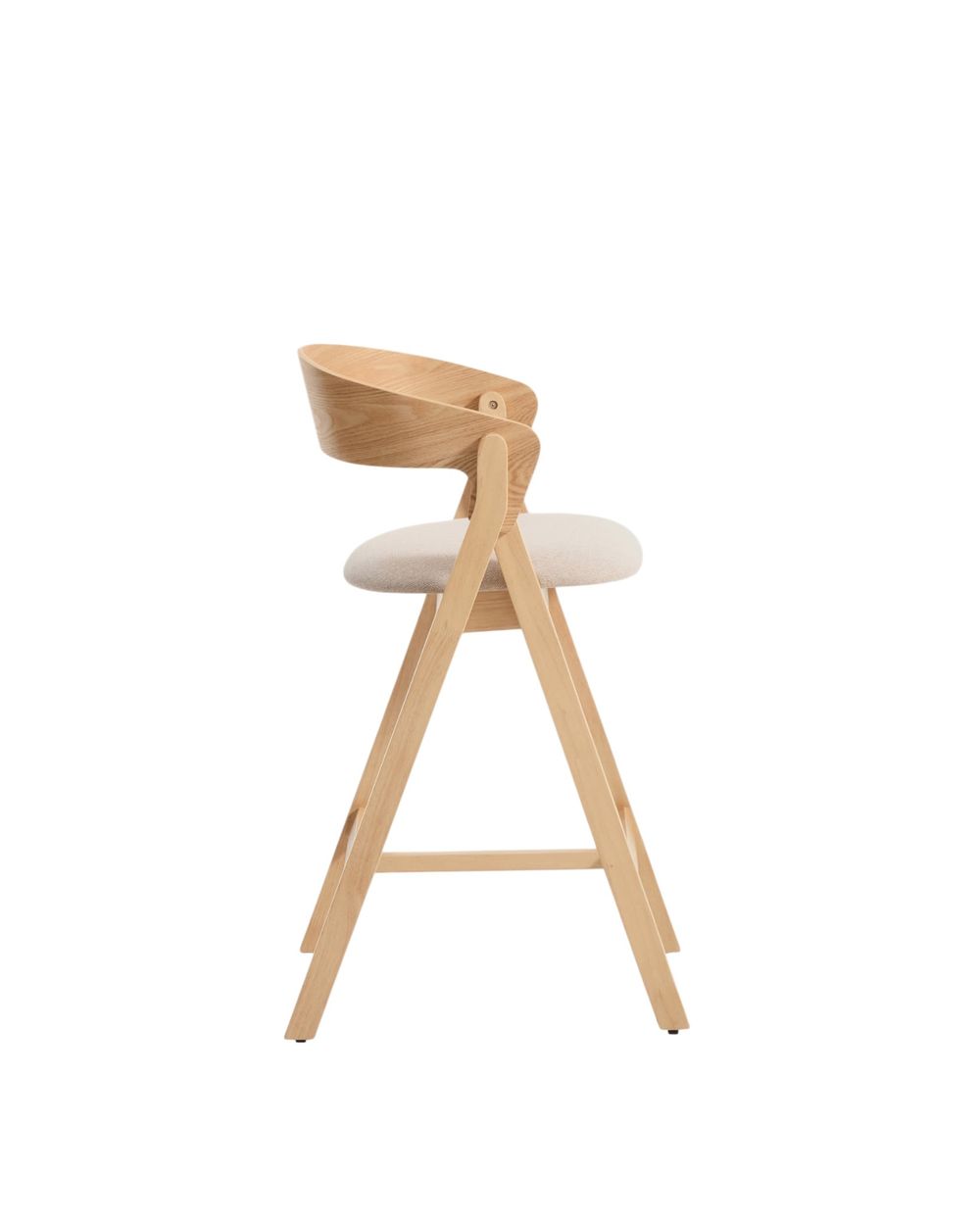 Barstoel GODIA - Walnoot eikenfineer / Beige stof KAV C00506MR12
