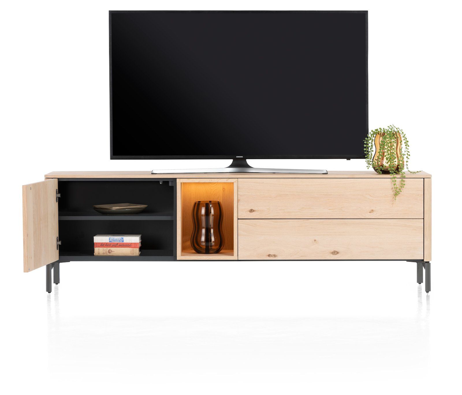 Tv-meubel TRENTON - Naturel eikenfineer