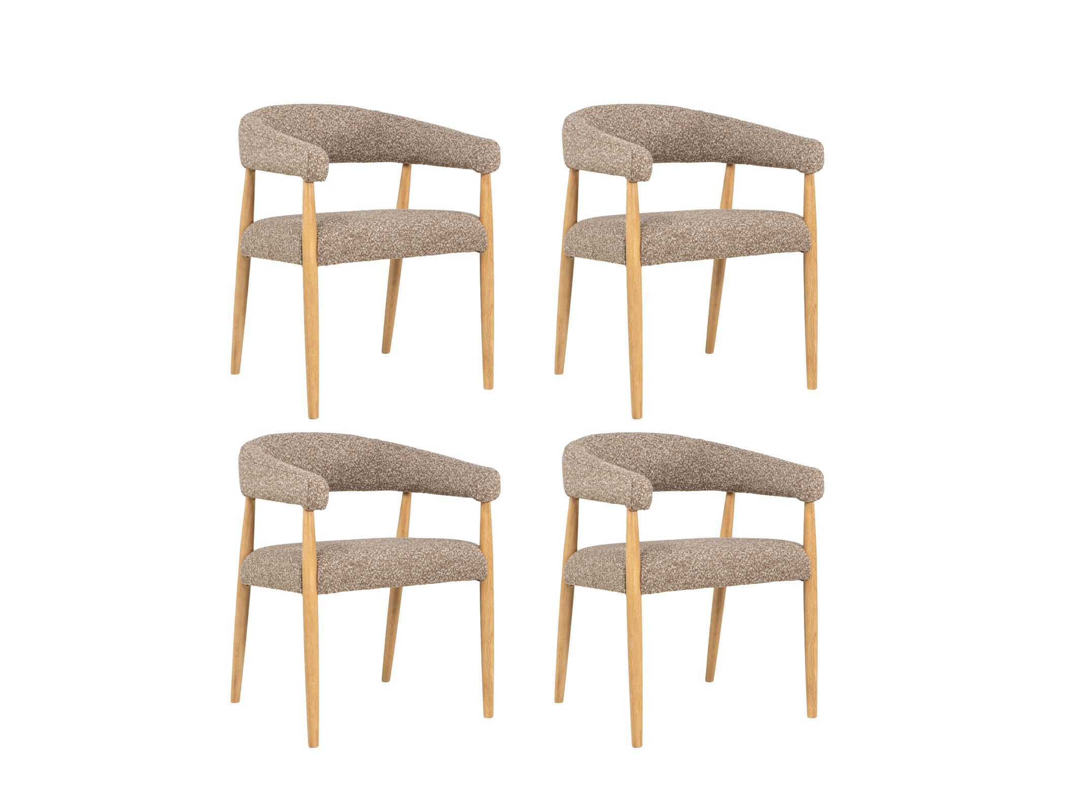 Set van 4 armstoelen AMOR - Mustard / Naturel hout
