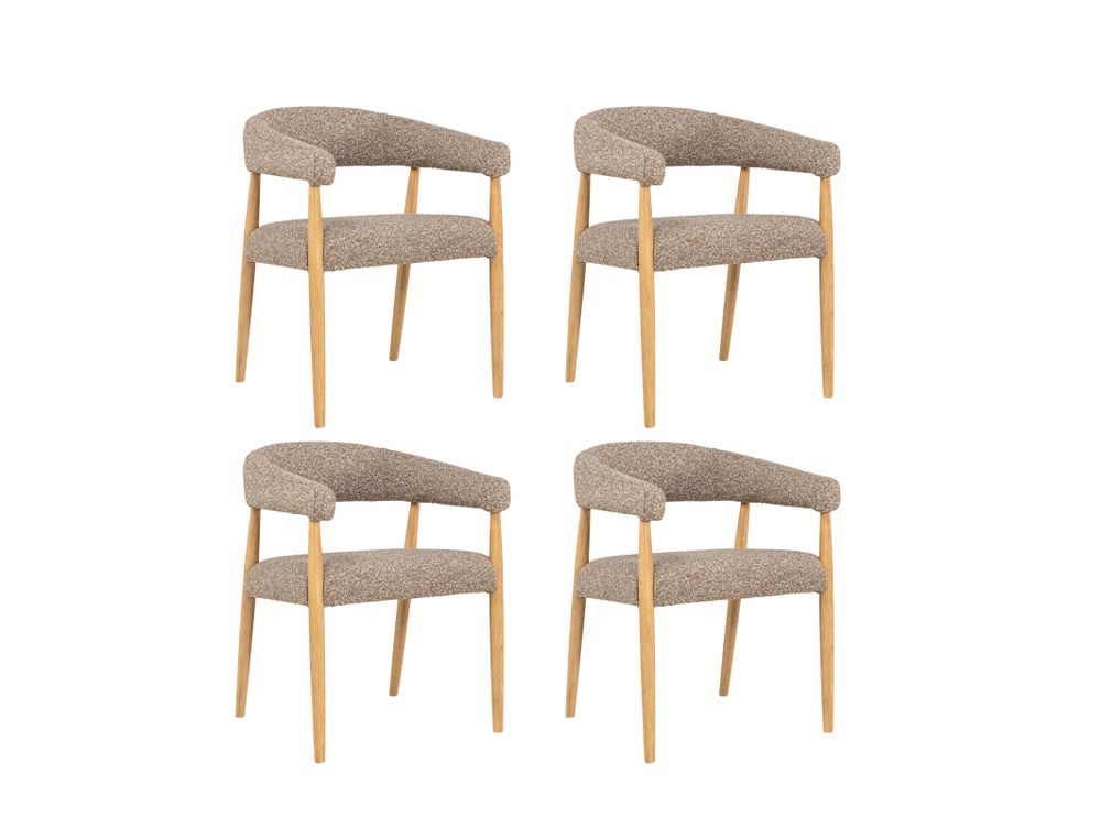 Set van 4 armstoelen AMOR - Mustard / Naturel hout C-DEZ-73-SET4
