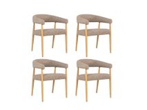 Set van 4 armstoelen AMOR - Mustard / Naturel hout C-DEZ-73-SET4