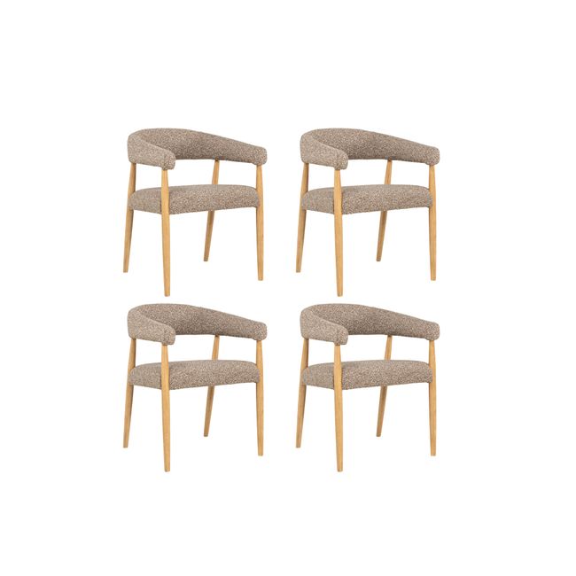 Set van 4 armstoelen AMOR - Mustard / Naturel hout