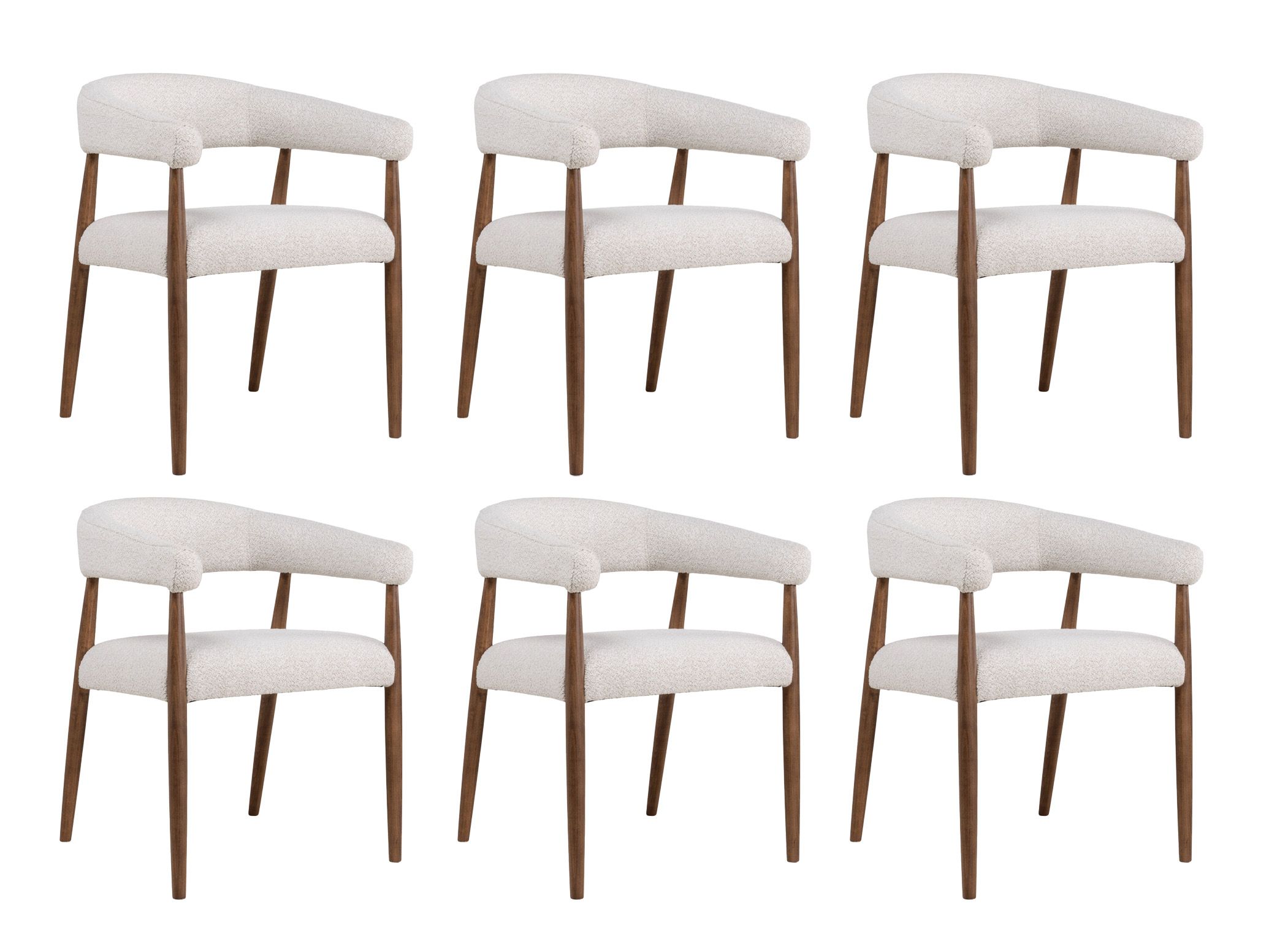 Set van 6 armstoelen AMOR - Wit / Walnoot hout C-DEZ-73-SET6
