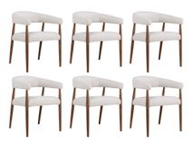 Set van 6 armstoelen AMOR - Wit / Walnoot hout C-DEZ-73-SET6
