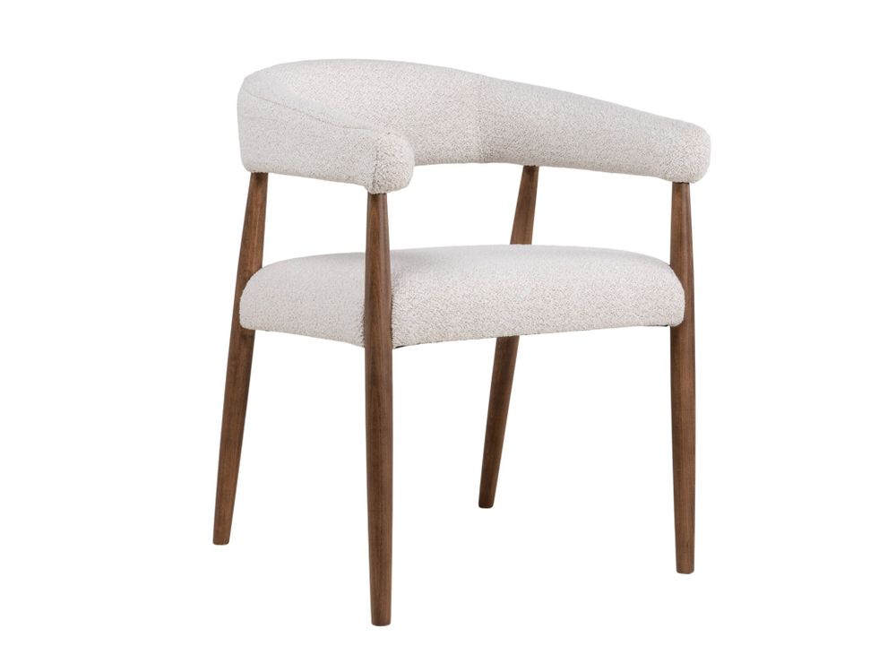 Set van 6 armstoelen AMOR - Wit / Walnoot hout C-DEZ-73-SET6