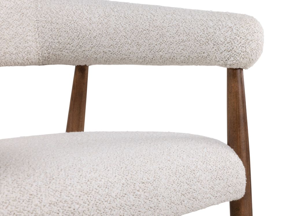 Set van 6 armstoelen AMOR - Wit / Walnoot hout C-DEZ-73-SET6