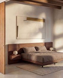 Bed met 2 nachtkastjes NORLEN - Naturel eikenfinee KAV M00084W09