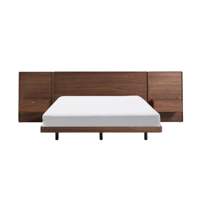 Bed met 2 nachtkastjes NORLEN - Naturel eikenfinee