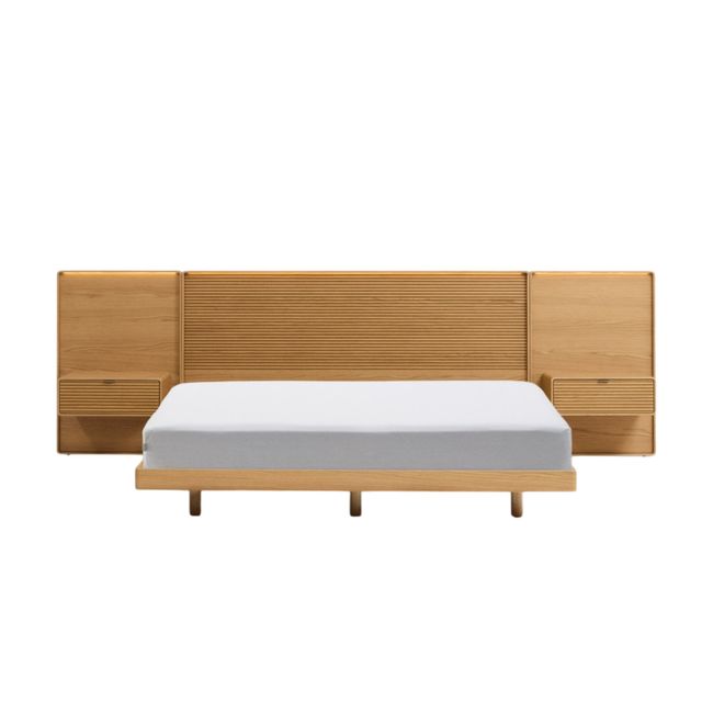Bed met 2 nachtkastjes NORLEN - Naturel eikenfinee