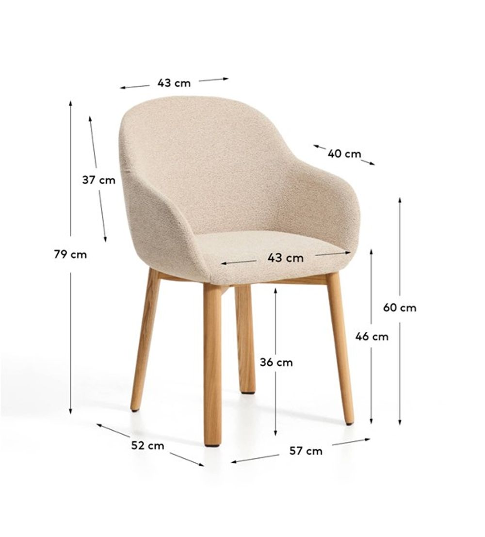 Armstoel MEILA - Beige stof / Massief essenhout KAV C00567UP12
