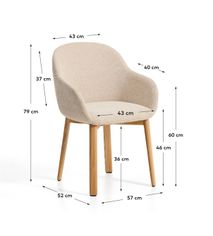 Armstoel MEILA - Beige stof / Massief essenhout KAV C00567UP12