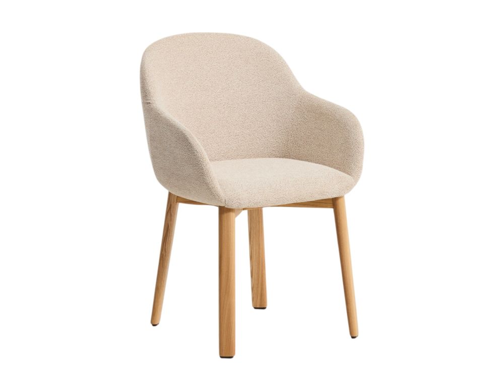 Armstoel MEILA - Beige stof / Massief essenhout KAV C00567UP12
