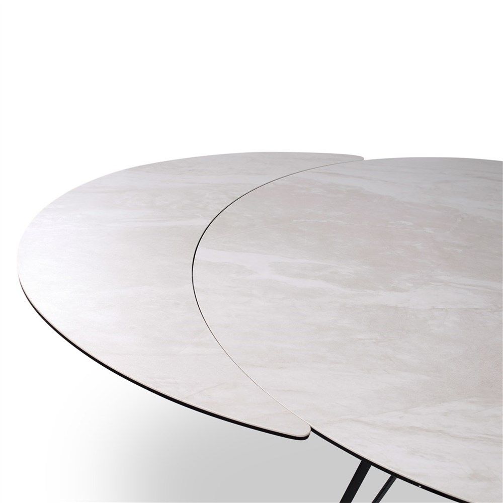 Uitschuifbare tafel BOLETA - Beige keramiek VDC TA-01710